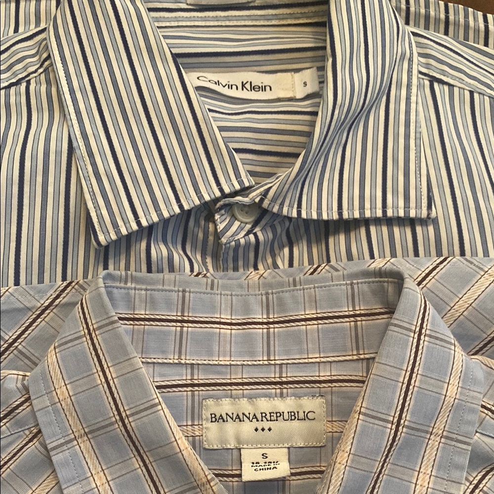 💥SOLD💥Calvin Klein & Banana Republic Striped Men's Buttoned Dress Shirt